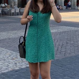 Green polka dot mini dress size small